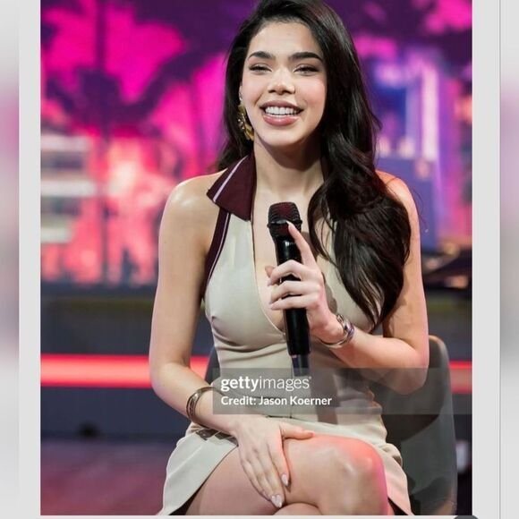 CELEB FAV NWT ZARA STRIPED COMBINATION RIB HALTER DRESS WORE BY KENIA OS - Picture 4 of 16